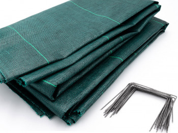 Kit: Tela de mantillo verde + grapas
